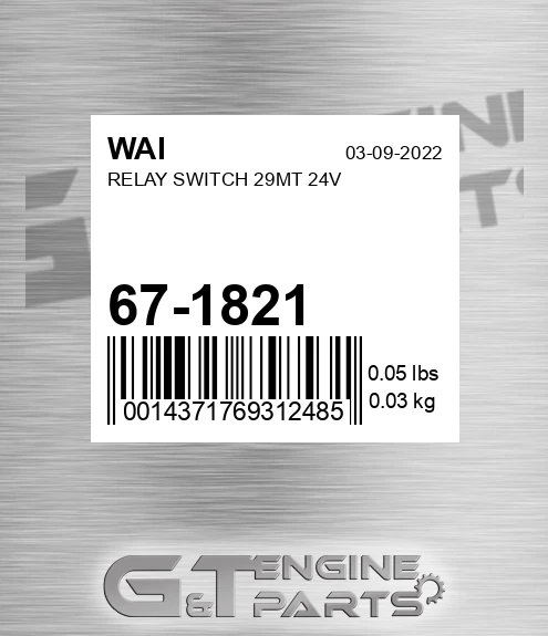 67-1821 Relay Switch 29mt 24v