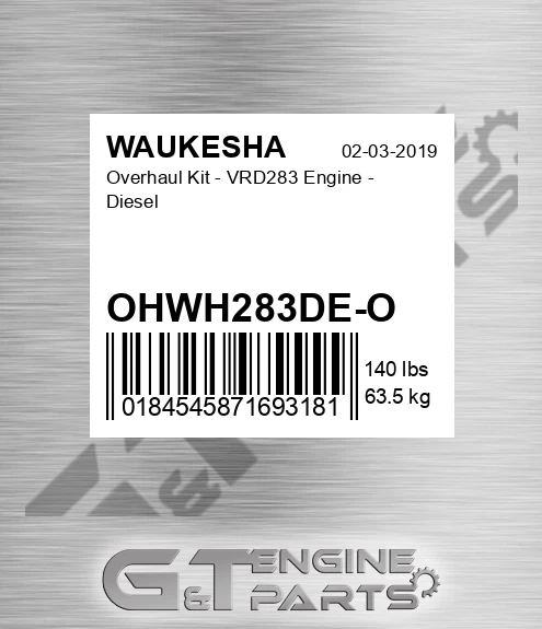 OHWH283DE-O Overhaul Kit - Vrd283 Engine - Diesel for WAUKESHA