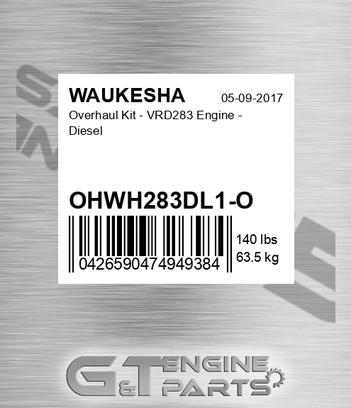 OHWH283DL1-O Overhaul Kit - Vrd283 Engine - Diesel for WAUKESHA