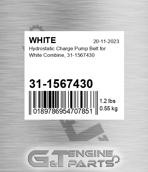 31-1567430 Hydrostatic Charge Pump Belt For Combine,