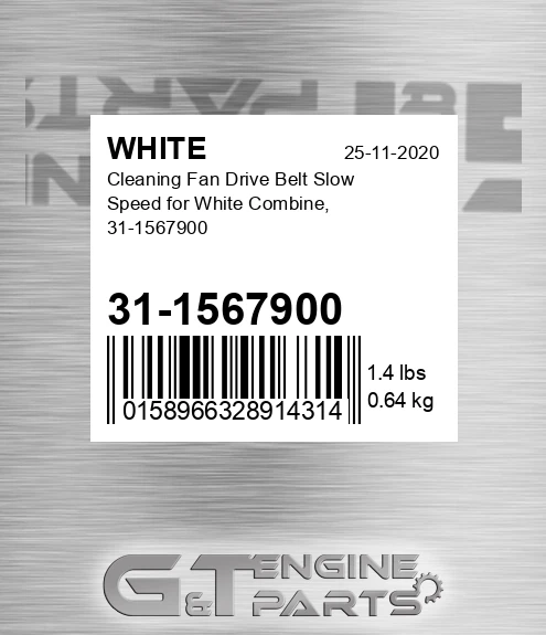 31-1567900 Cleaning Fan Drive Belt Slow Speed For Combine,
