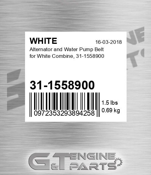 31-1558900 Alternator And Water Pump Belt For Combine,