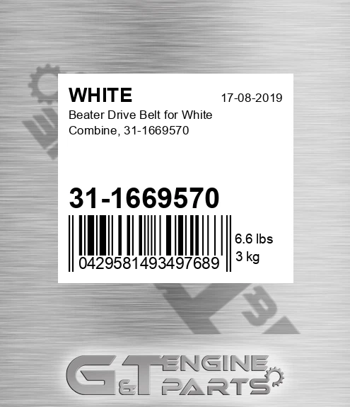 31-1669570 Beater Drive Belt For Combine,