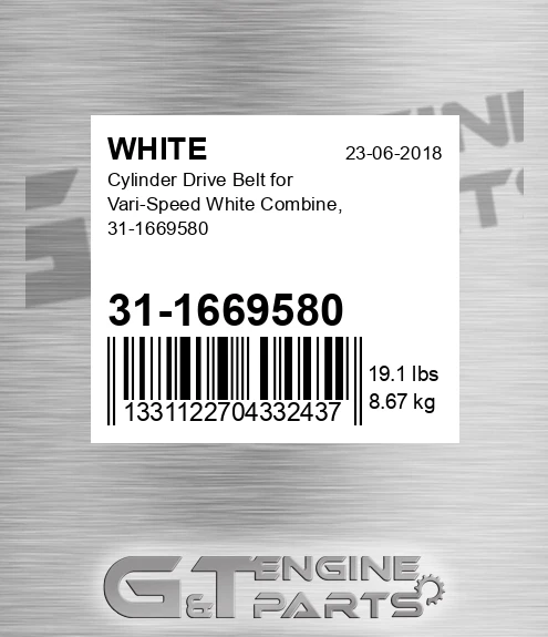 31-1669580 Cylinder Drive Belt For Vari-speed Combine,