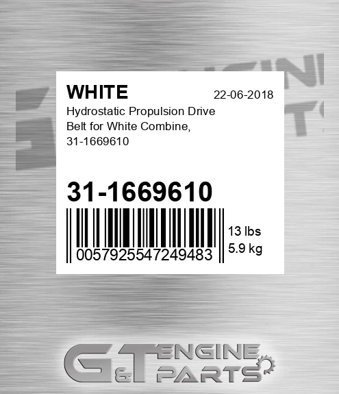 31-1669610 Hydrostatic Propulsion Drive Belt For Combine,