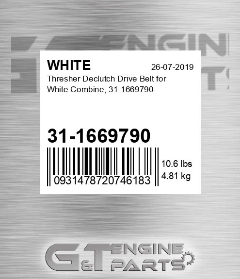 31-1669790 Thresher Declutch Drive Belt For Combine,