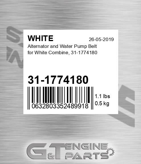 31-1774180 Alternator And Water Pump Belt For Combine,