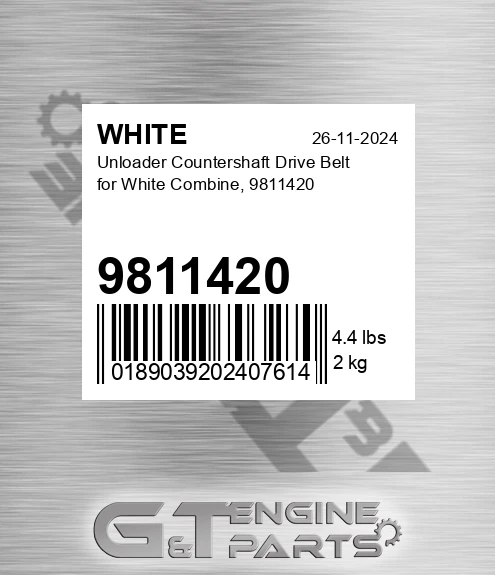 9811420 Unloader Countershaft Drive Belt For Combine,