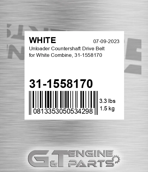 31-1558170 Unloader Countershaft Drive Belt For Combine,