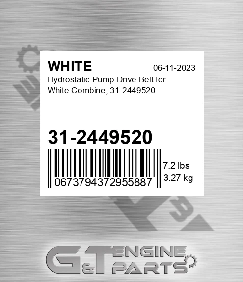 31-2449520 Hydrostatic Pump Drive Belt For Combine,