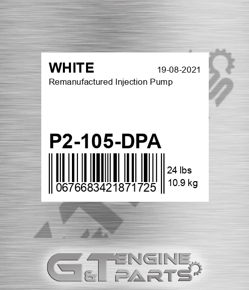 P2-105-DPA Remanufactured Injection Pump