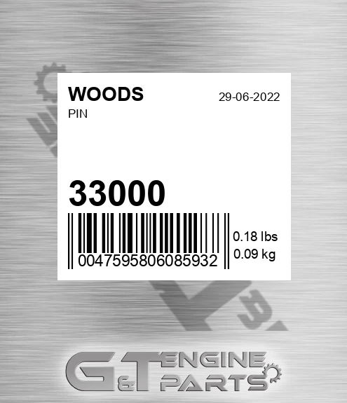 33000 WOODS Pin