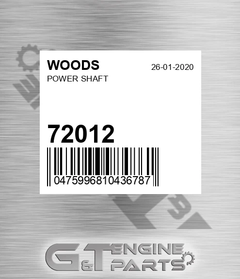 72012 Power Shaft for WOODS