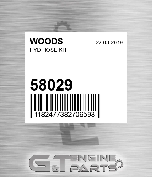 58029 WOODS Hyd Hose Kit