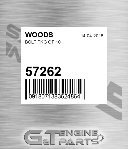 57262 Bolt Pkg Of 10 for WOODS
