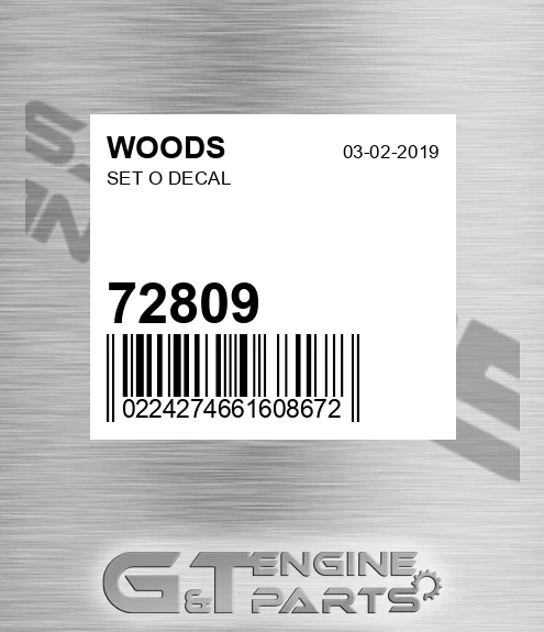 72809 Set O Decal