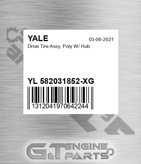 YL 582031852-XG Drive Tire Assy, Poly W/ Hub
