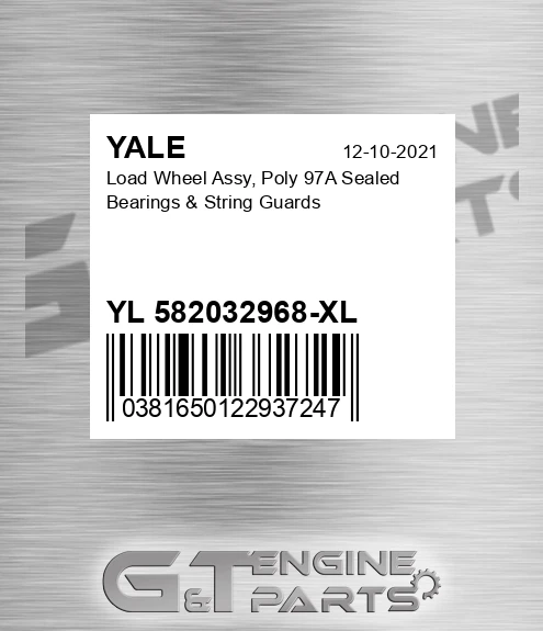 YL 582032968-XL Load Wheel Assy, Poly 97a Sealed Bearings & String Guards