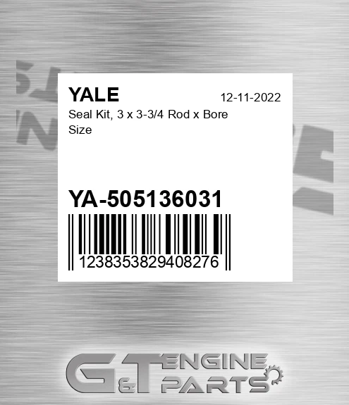 YA-505136031 Seal Kit, 3 X 3-3/4 Rod X Bore Size