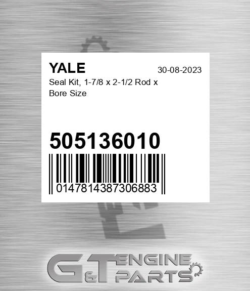 505136010 Seal Kit, 1-7/8 X 2-1/2 Rod X Bore Size