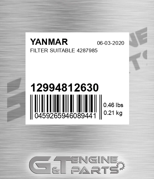 129948-12630 Filter Suitable 4287985