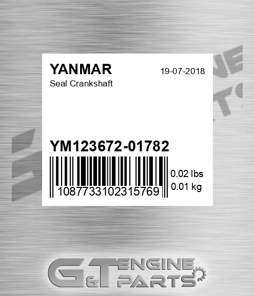 YM123672-01782 Seal Crankshaft for YANMAR