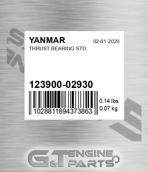 123900-02930 Thrust Bearing Std.