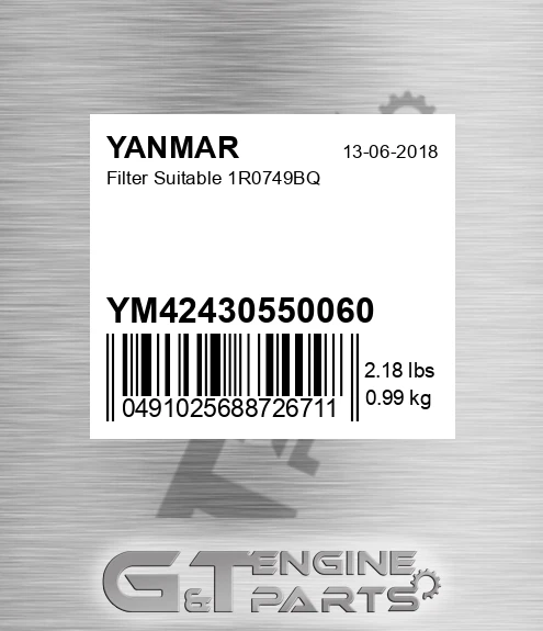 YM42430550060 Filter Suitable 1r0749bq