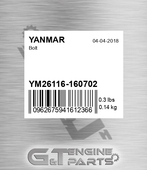 YM26116-160702 Bolt