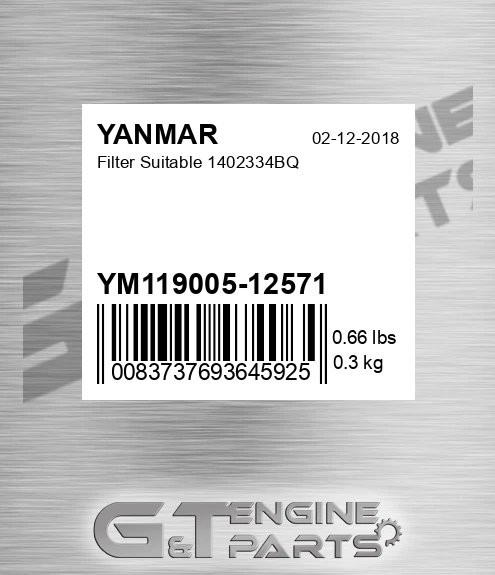 YM119005-12571 Filter Suitable 1402334bq for YANMAR