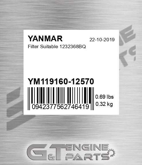 YM119160-12570 Filter Suitable 1232368bq